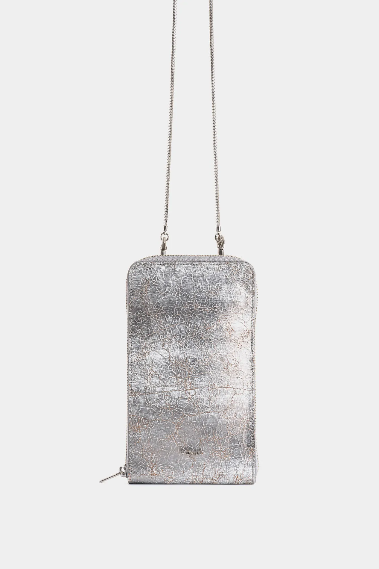 Porta celular Calas de cuero folia para mujer efecto craquelado