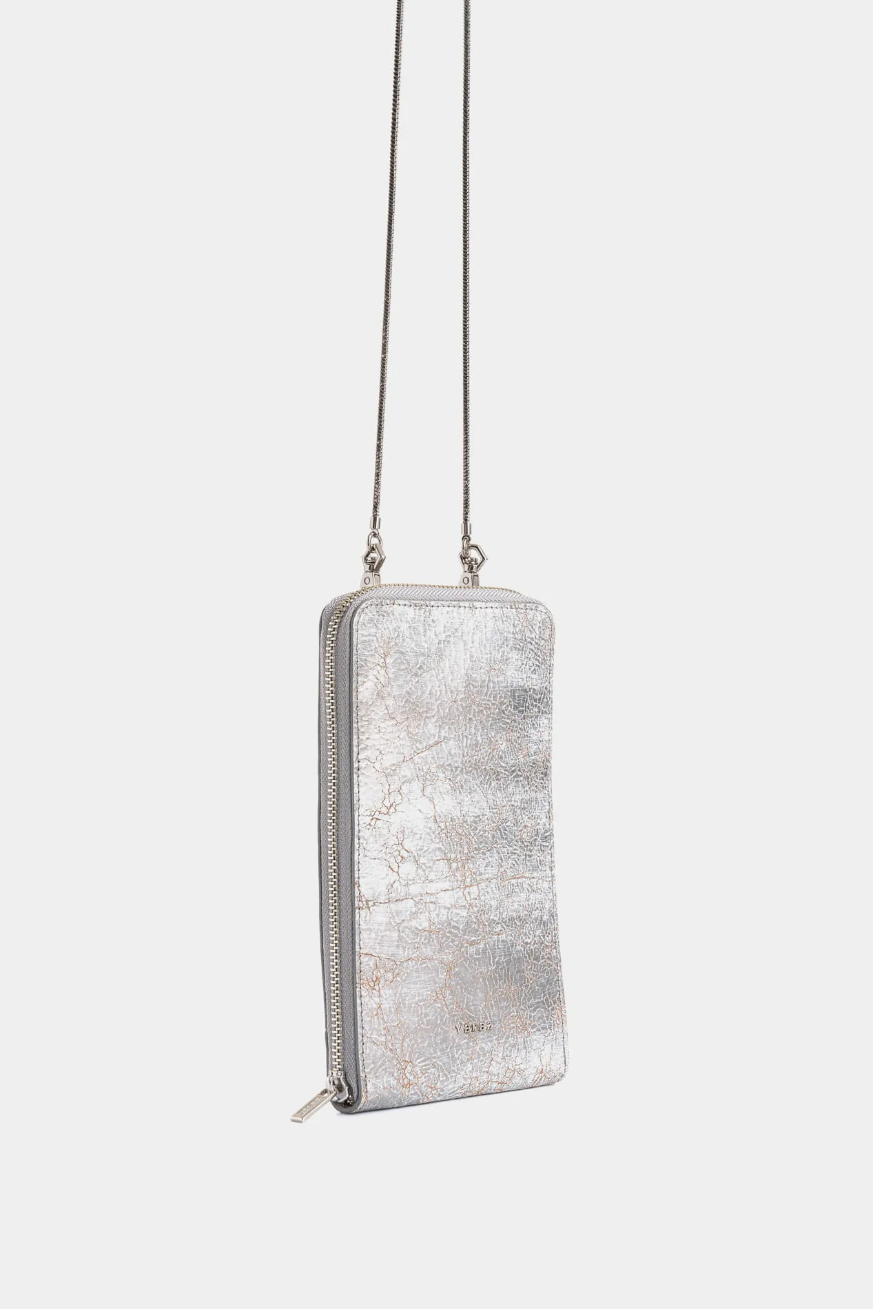 Porta celular Calas de cuero folia para mujer efecto craquelado