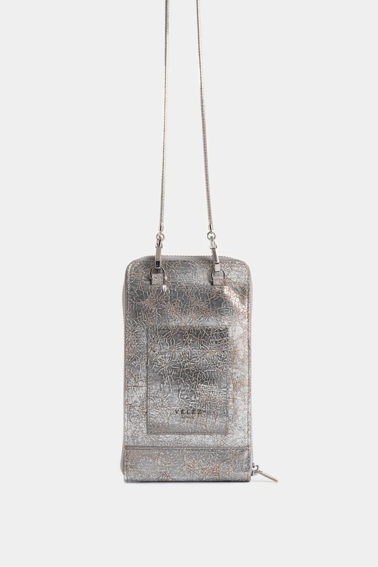 Porta celular Calas de cuero folia para mujer efecto craquelado