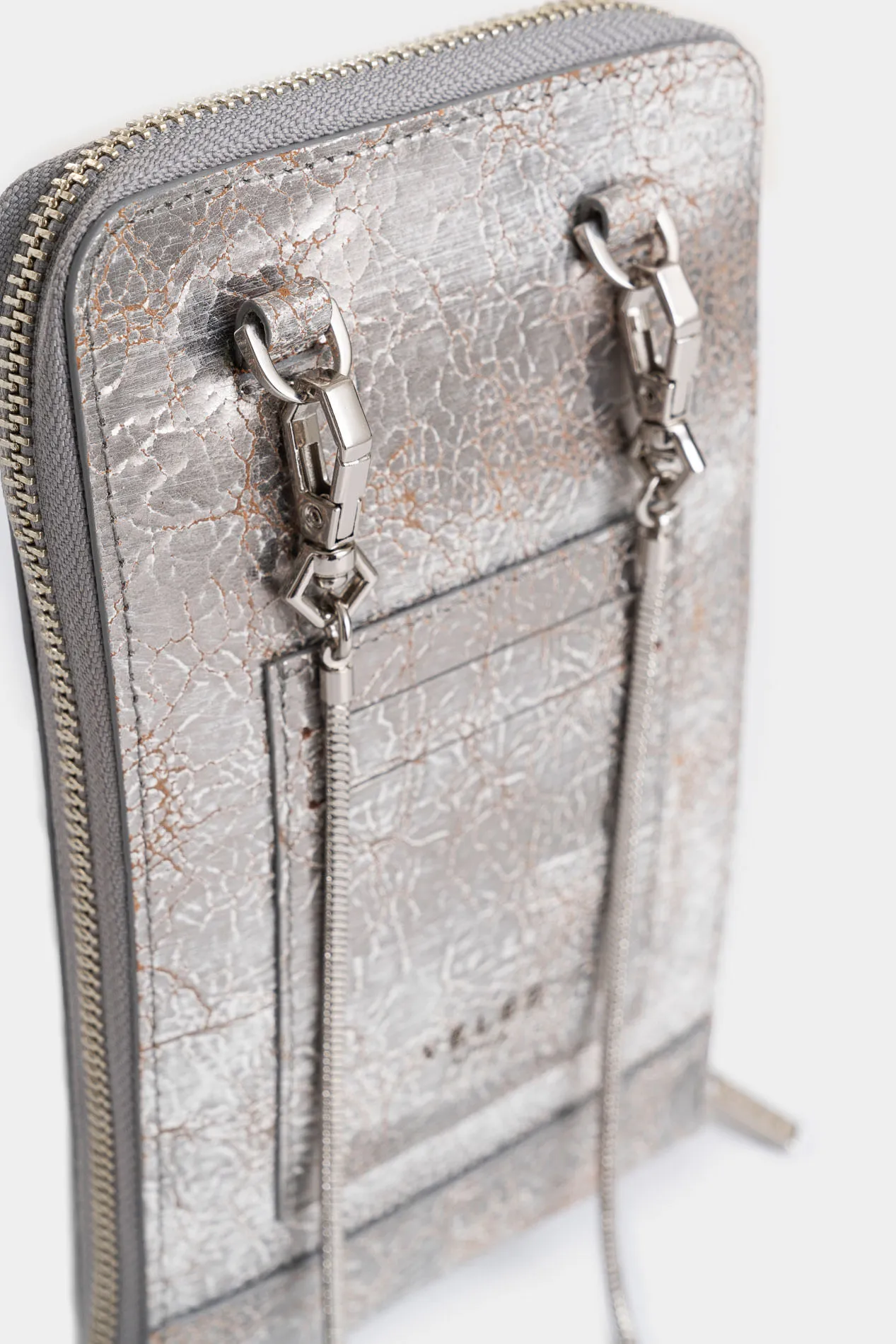 Porta celular Calas de cuero folia para mujer efecto craquelado