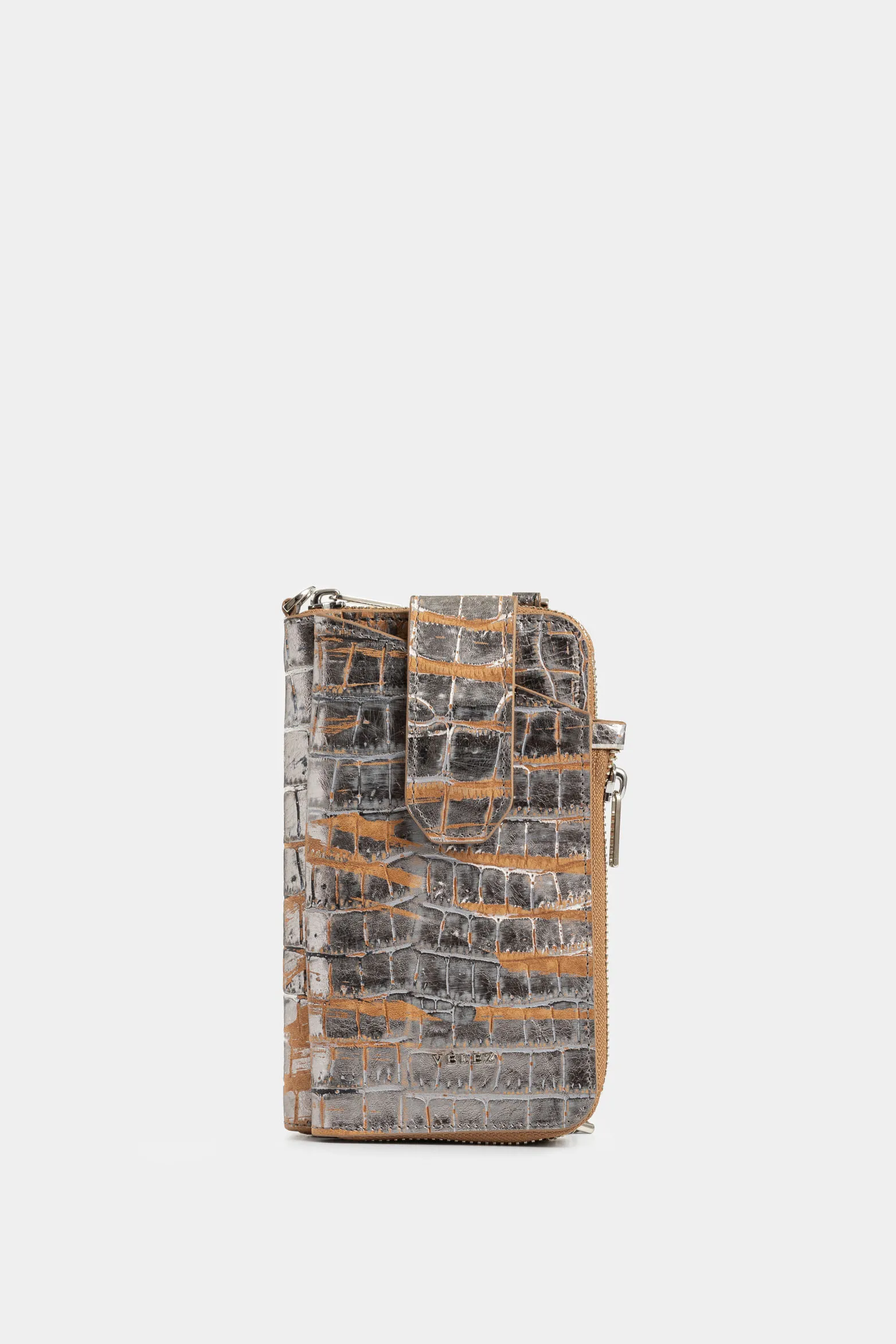 Porta chequera Ibiza de cuero folia para mujer cadena