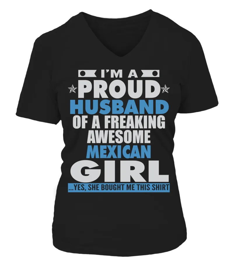 PROUD HUSBAND OF MEXICAN GUY T SHIRTS Camiseta cuello pico Mujer