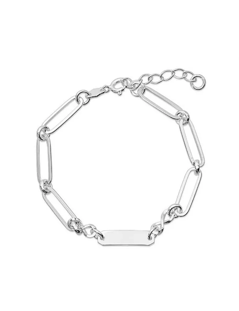 Pulsera Eslabones Ovales Chapa Plata Niña Promojoya
