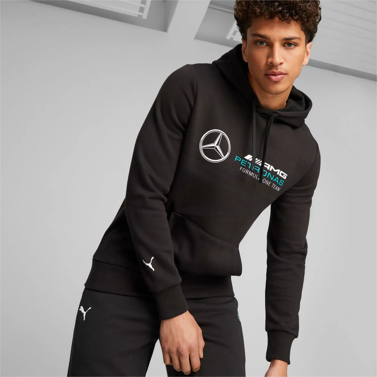 PUMA MERCEDESAMG PETRONAS MOTORSPORT HOODIE HERREN, SCHWARZ, GRößE: L, KLEIDUNG
