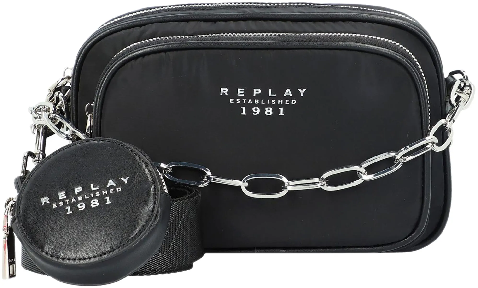 Replay FW3180.098 Bolso cruzado con estampado de cocodrilo para mujer en negro