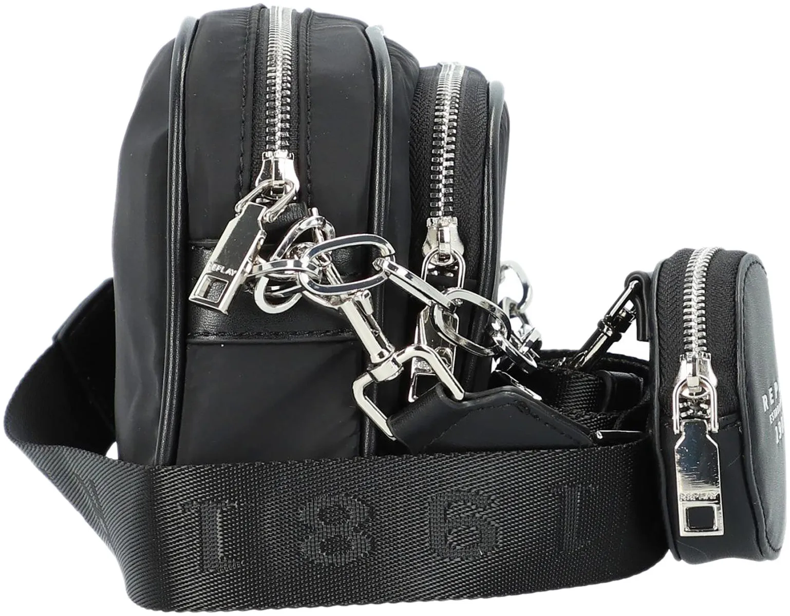 Replay FW3180.098 Bolso cruzado con estampado de cocodrilo para mujer en negro