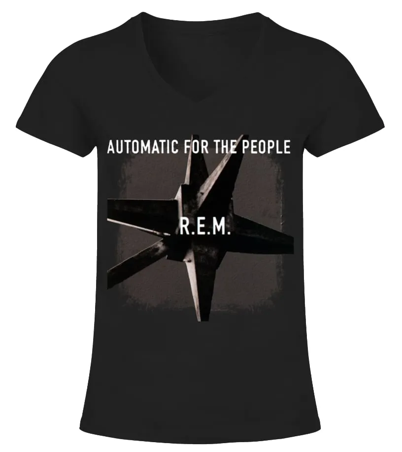 RK90SBK. R.E.M.  AUTOMATIC FOR THE PEOPLE (1) CAMISETA CUELLO PICO MUJER