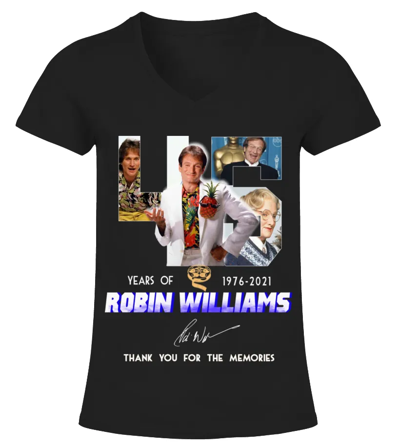 ROBIN WILLIAMS 45 YEARS OF 19762021 CAMISETA CUELLO PICO MUJER
