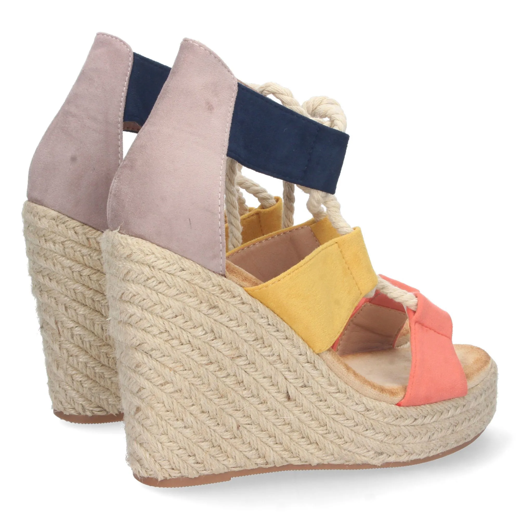 Sandalia casual de cuña en yute mujer color naranja