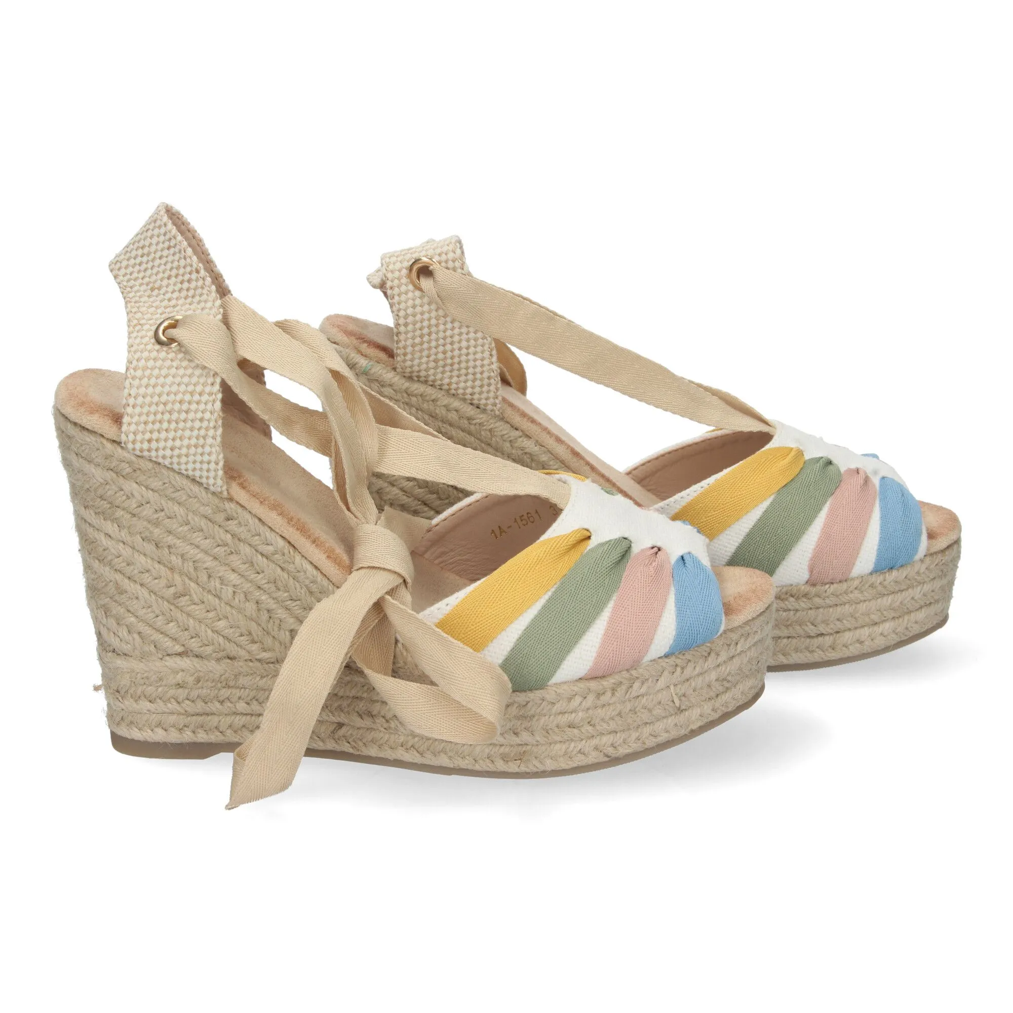 SANDALIA CUñA ALTA EN YUTE LAZOS PARA MUJER MULTICOLOR 1A1561