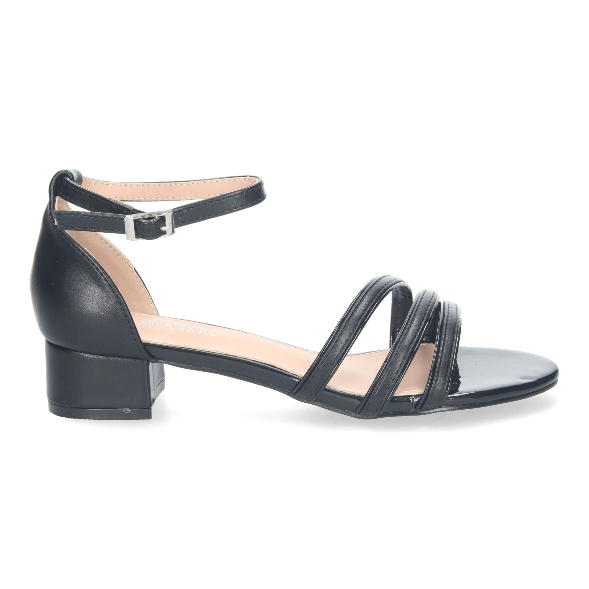 Sandalias de tacón bajo cómodo para fiesta mujer negro RG773