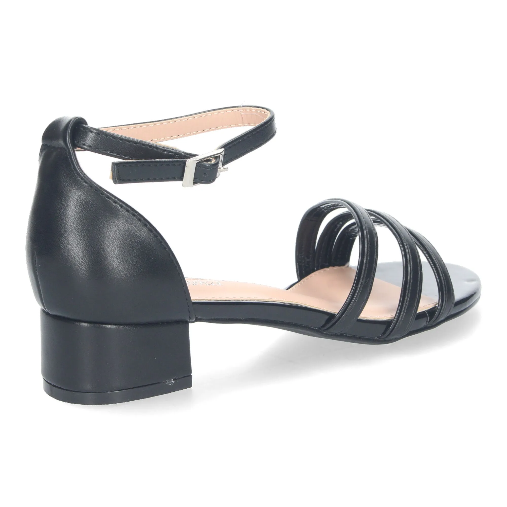 Sandalias de tacón bajo cómodo para fiesta mujer negro RG773