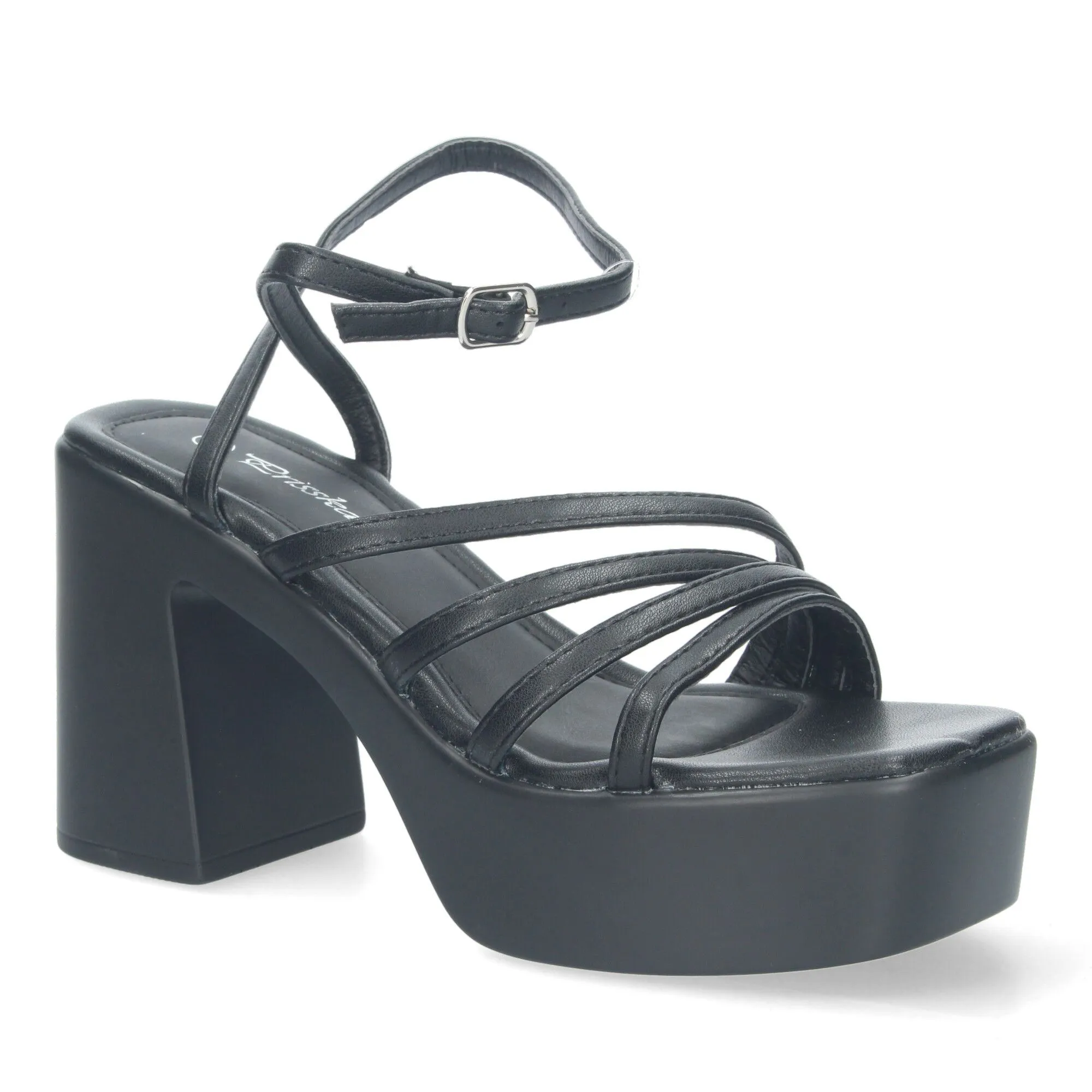 Sandalias de tacón y plataforma de vestir para mujer color negro 043