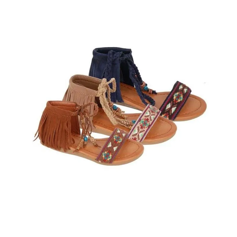 Sandalias niña tipo indias con flecos