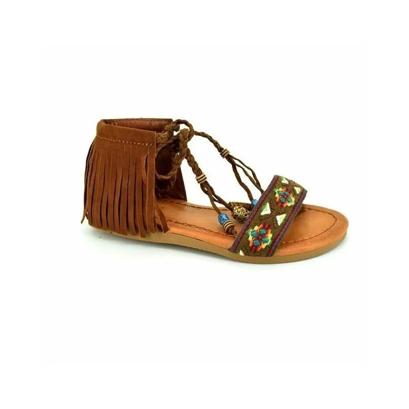 Sandalias niña tipo indias con flecos
