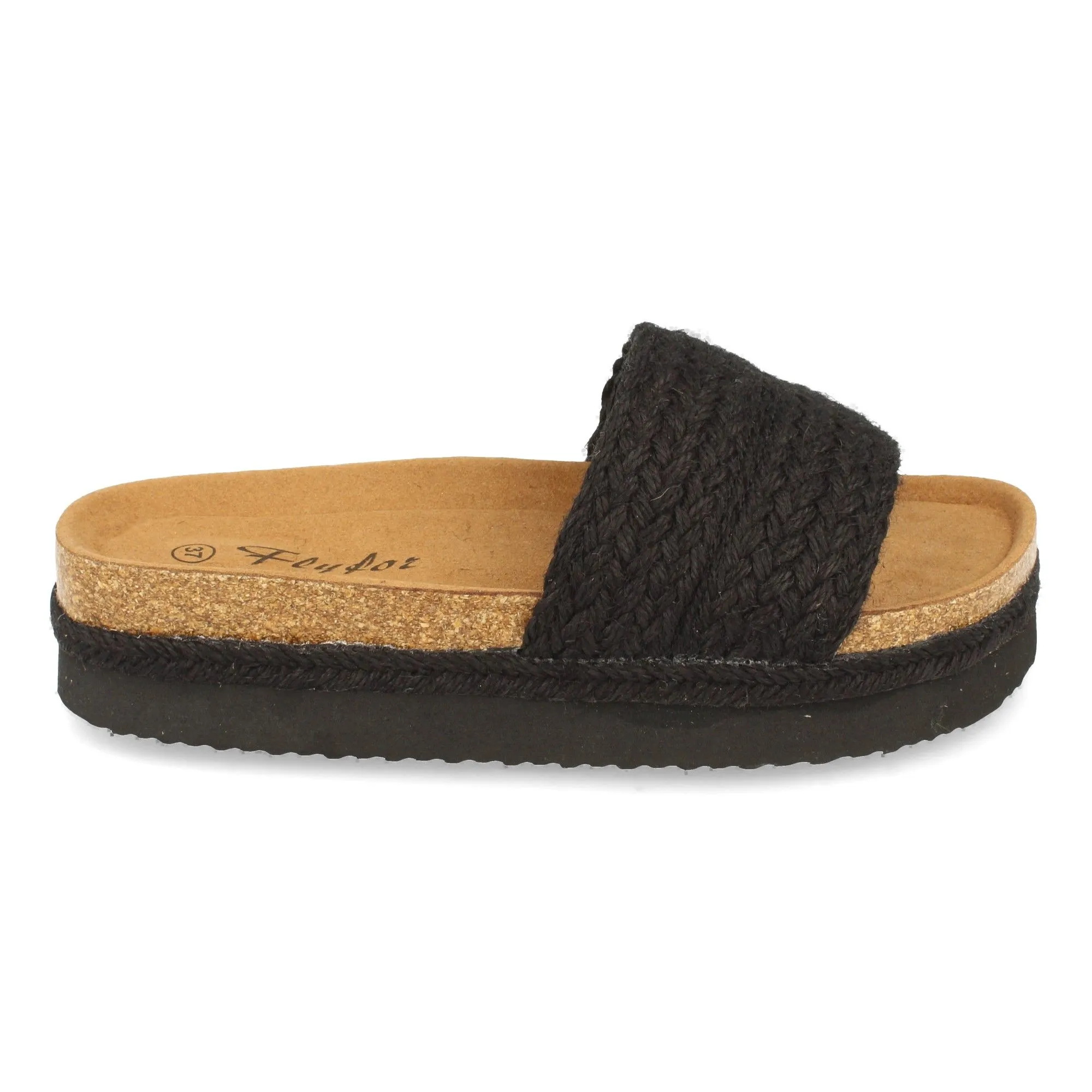 Sandalias plana y planta anatómica mujer color negro