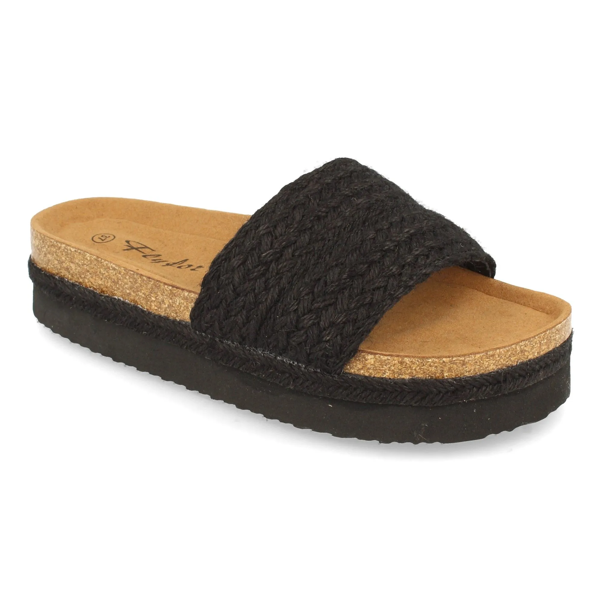 Sandalias plana y planta anatómica mujer color negro
