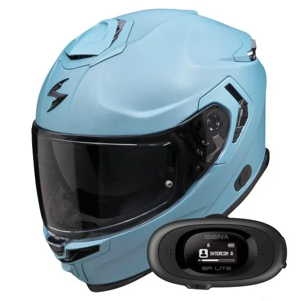 Scorpion Exo GT SP Air Solid Celestial Blue Mat + Kit bluetooth 5R Lite Solo 