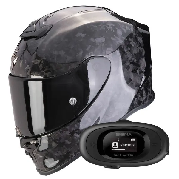 Scorpion Exo R1 Evo Carbon Air Onyx Black + Kit bluetooth 5R Lite Solo 