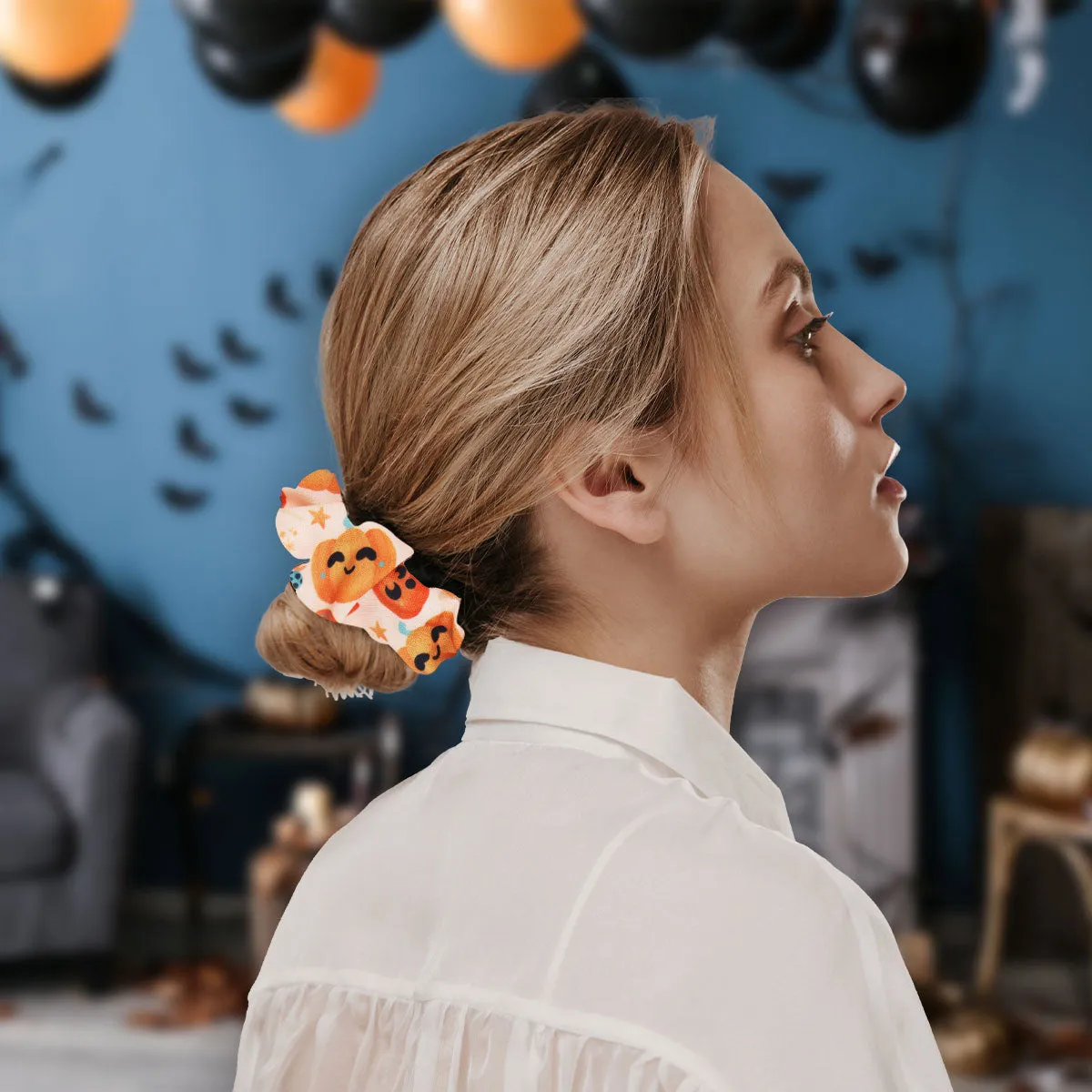 Scrunchie para el Cabello con Diseo de Calabaza