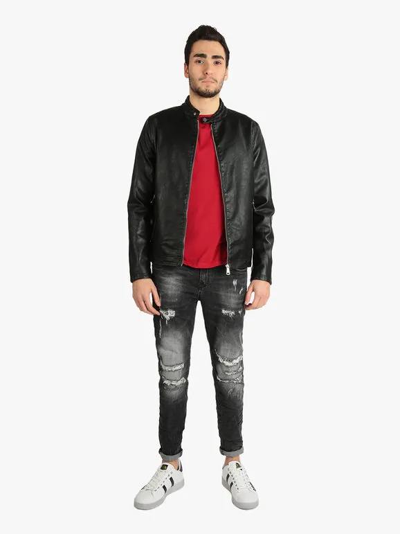 Solada Chaqueta de piel sintética para hombre