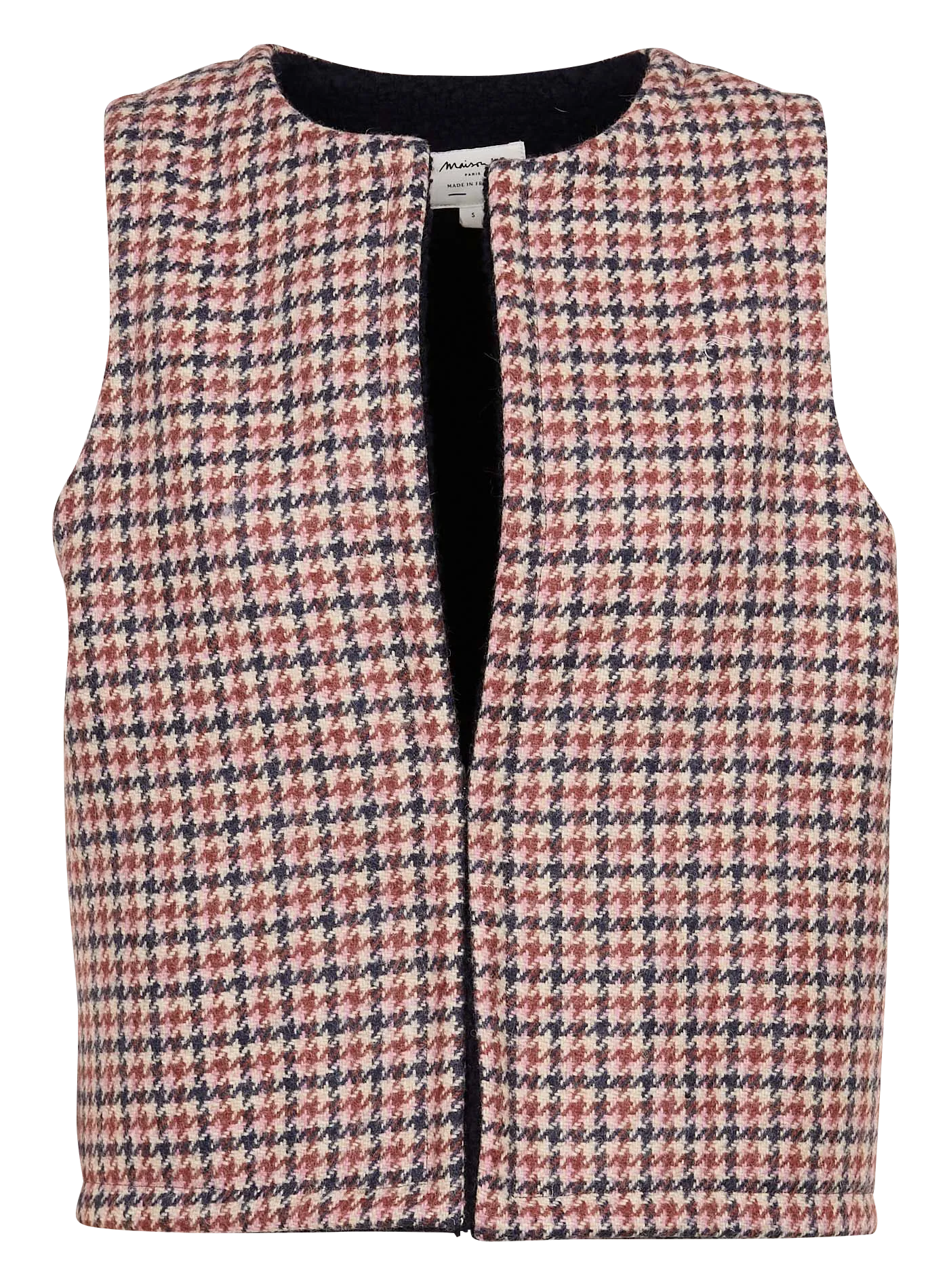 SOLINE  CHAQUETA CUELLO REDONDO ESTAMPADO DE PATA DE GALLO EN ROSA