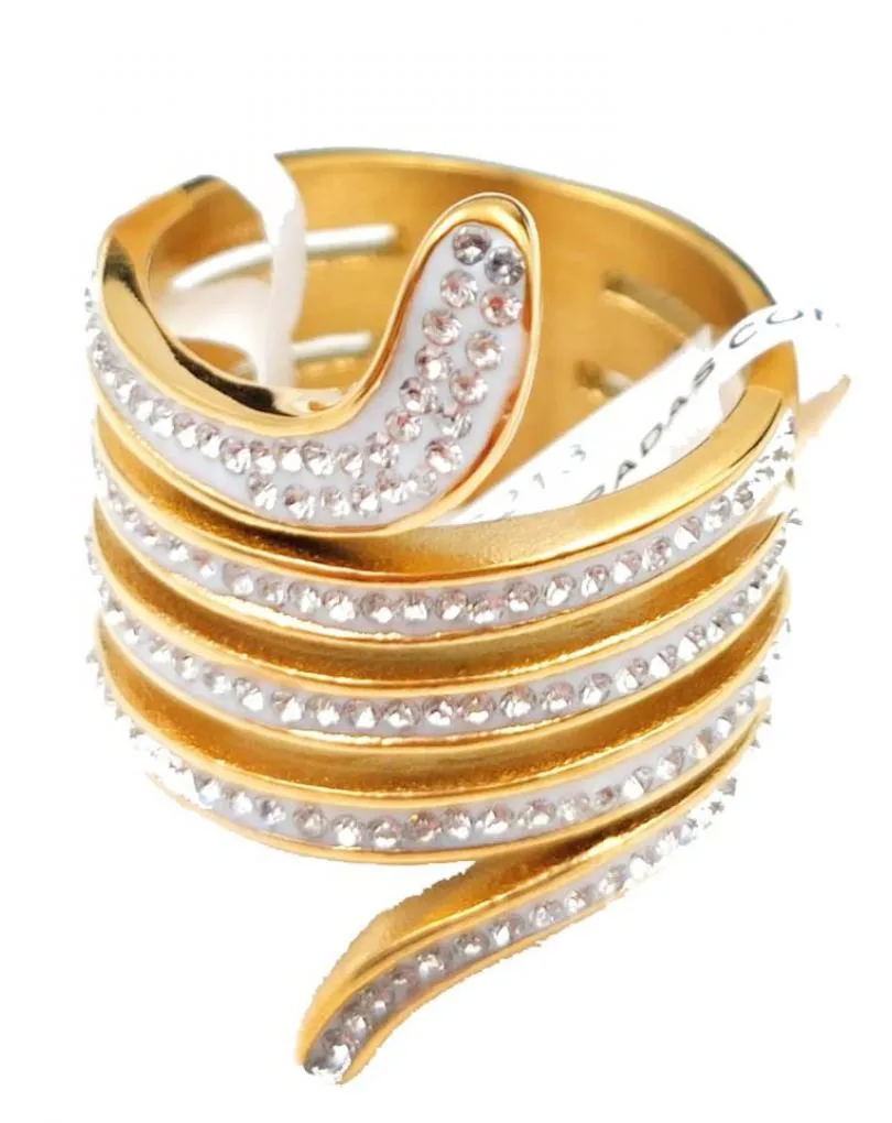 SORTIJAS DORADAS PARA MUJER DE SERPIENTE DORADA Y BRILLO