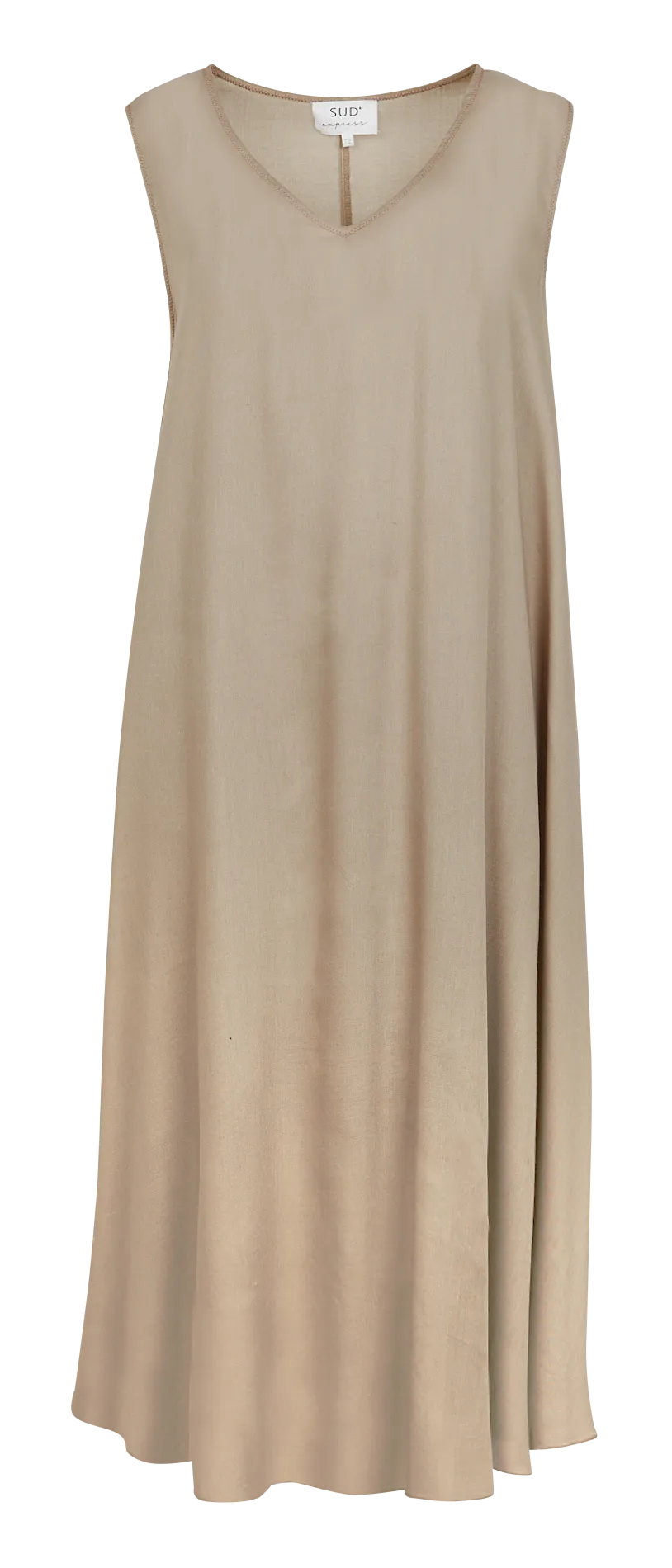 SUD EXPRESS RIMITI  VESTIDO MIDI HOLGADO SIN MANGAS EN BEIGE