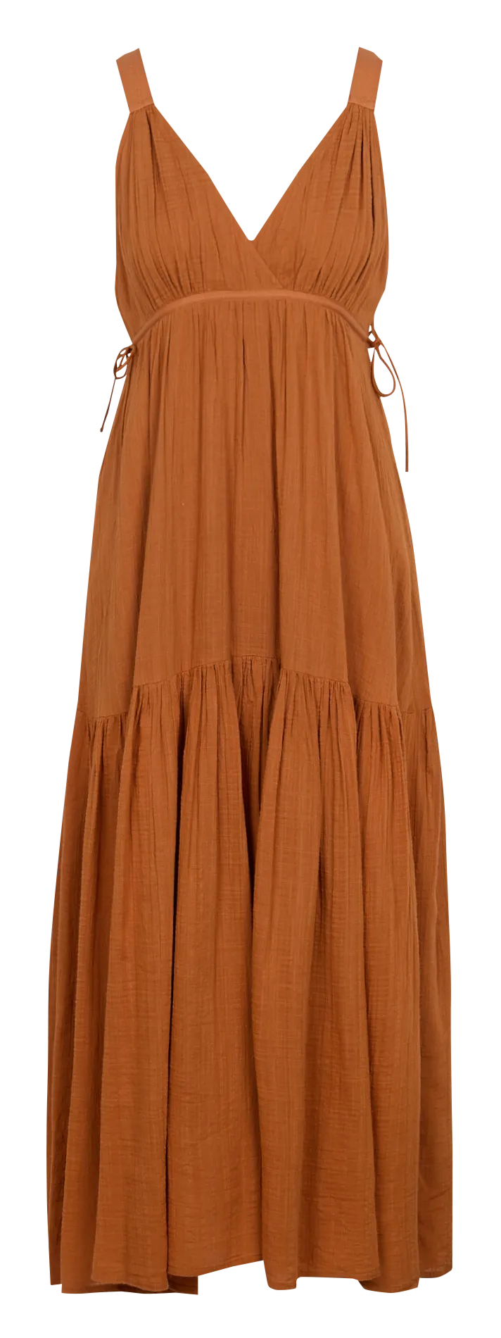 SWILDENS LULU  VESTIDO LARGO RECTO DE TIRANTES EN NARANJA