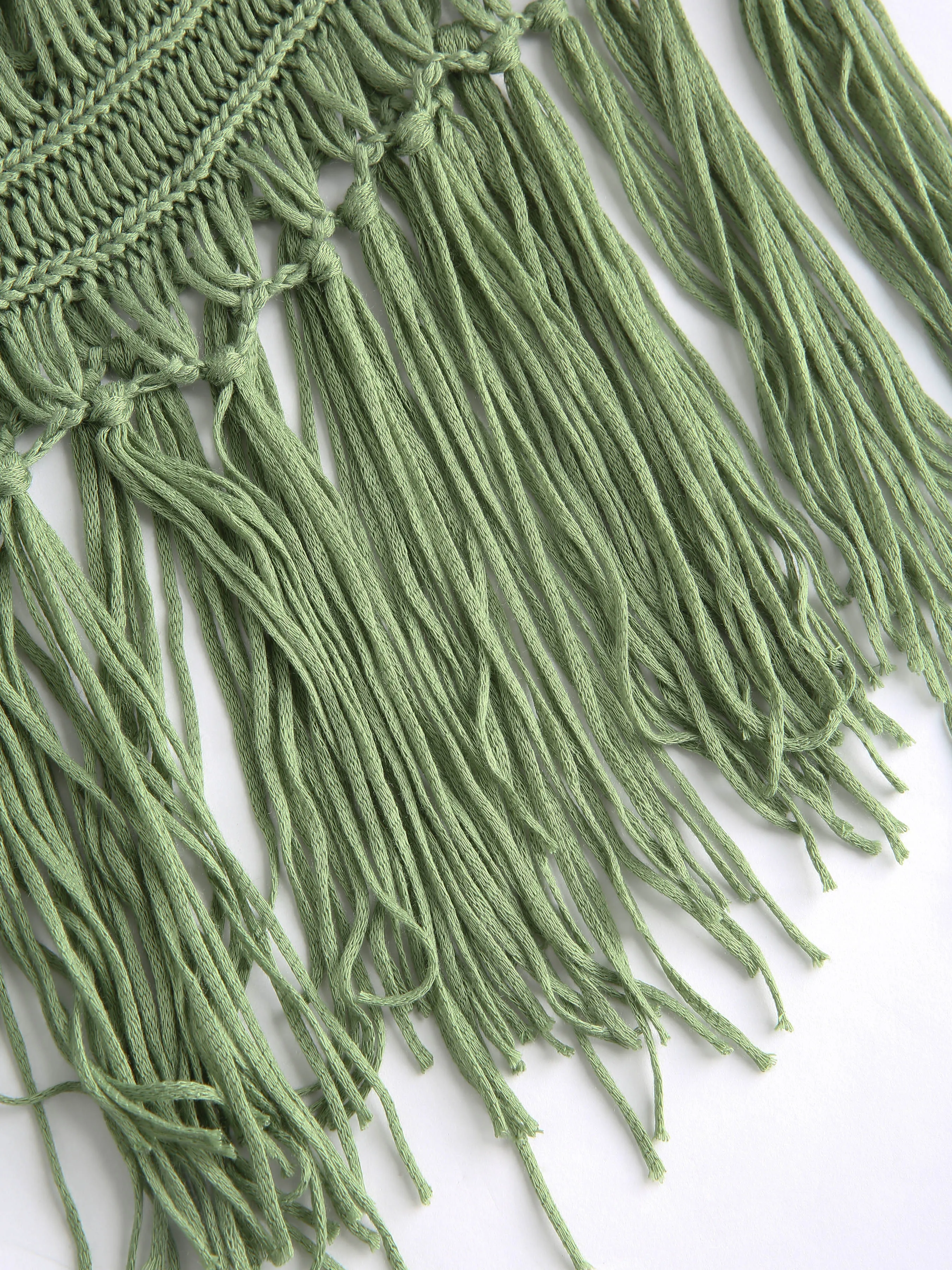  Top Cubierta de Crochet con Borla Sólida