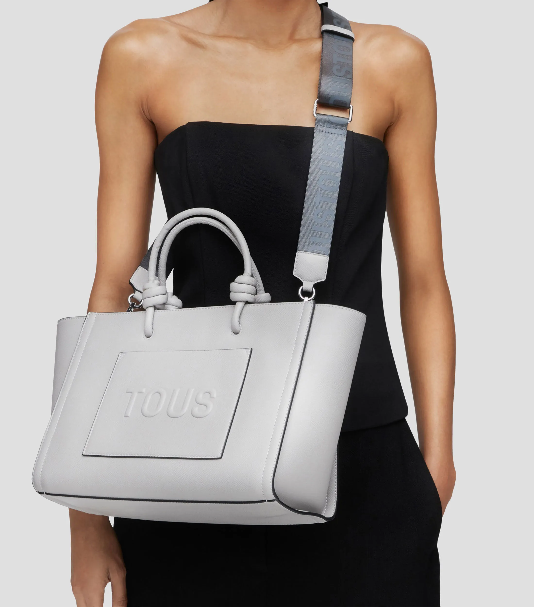 Tous Bolso tote mediano Amaya gris claro La Rue New con logo Mujer