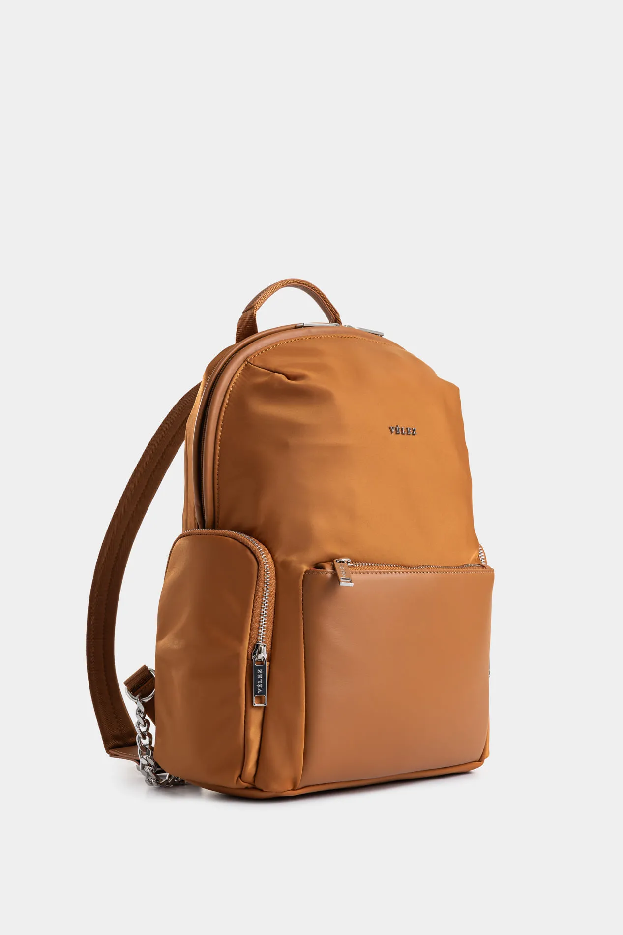 Tula morral Orión de lona y cuero para mujer detalle trenzado