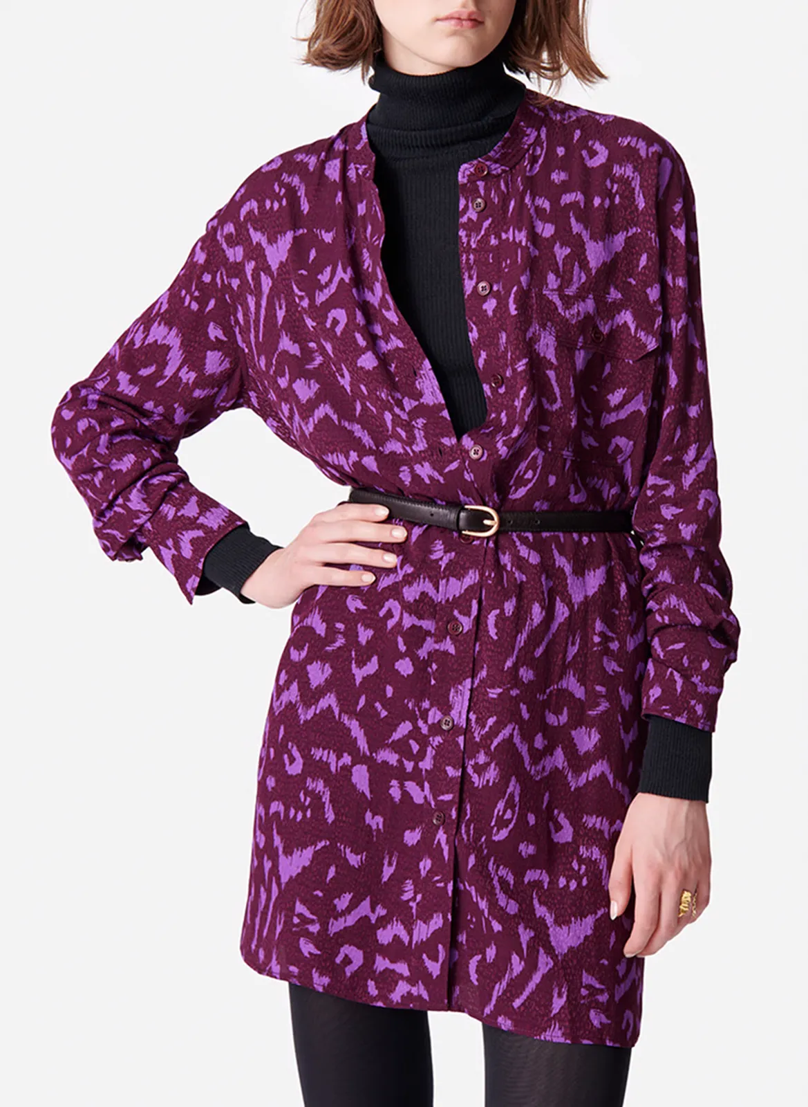 VANESSA BRUNO DAO  VESTIDO MIDI CON CUELLO DE CAMISA EN VIOLETA