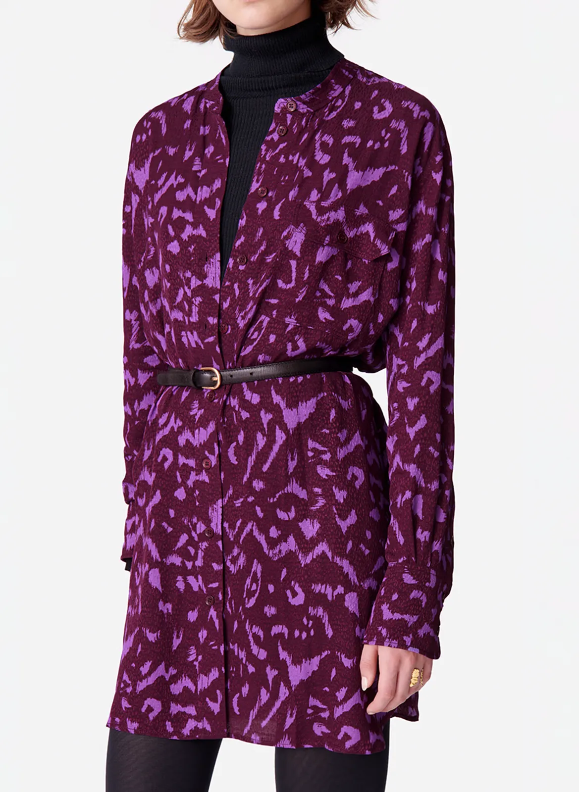 VANESSA BRUNO DAO  VESTIDO MIDI CON CUELLO DE CAMISA EN VIOLETA