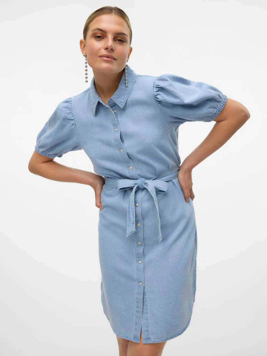 Vero Moda Vestido corto denim de manga corta