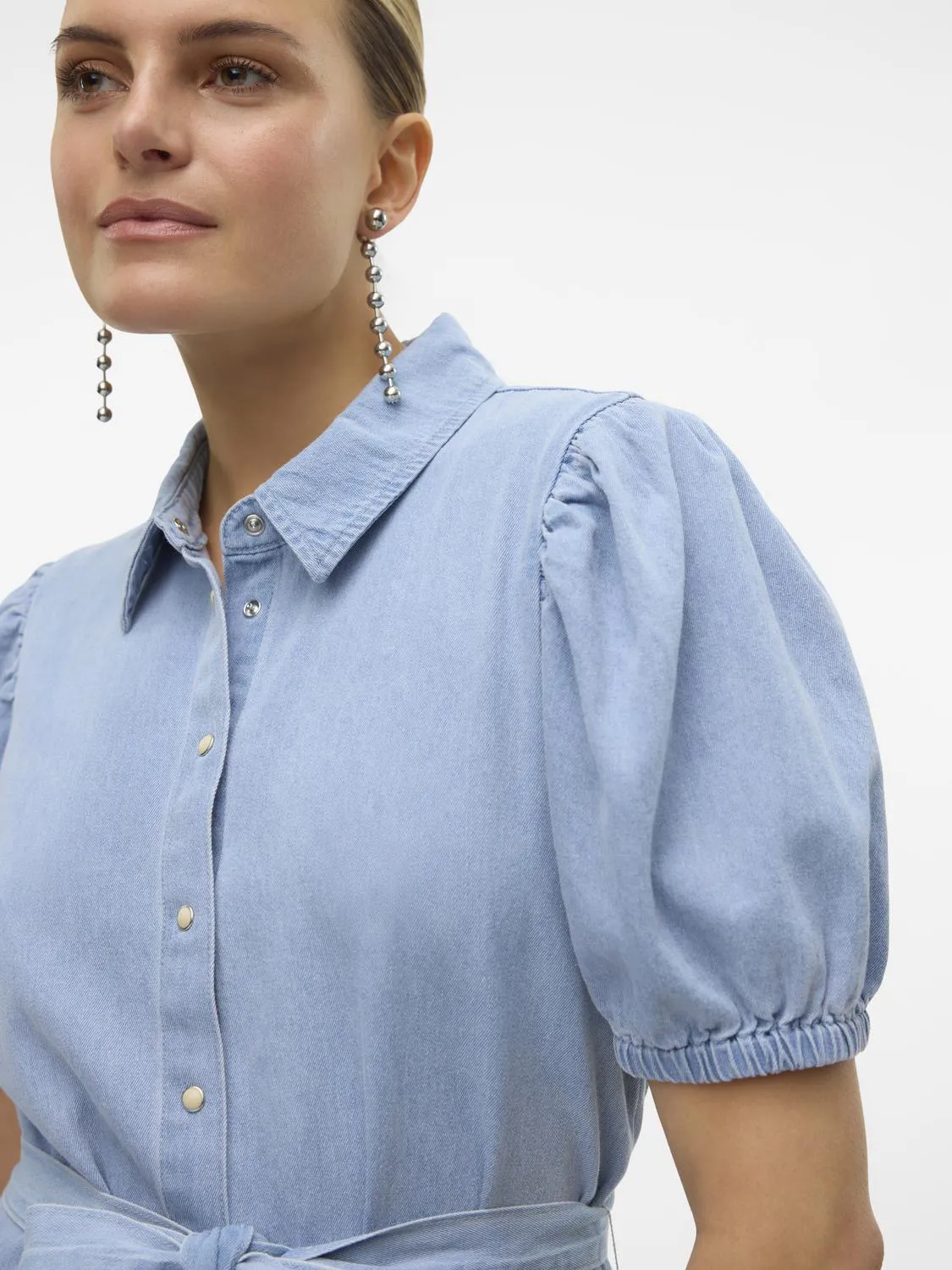 Vero Moda Vestido corto denim de manga corta