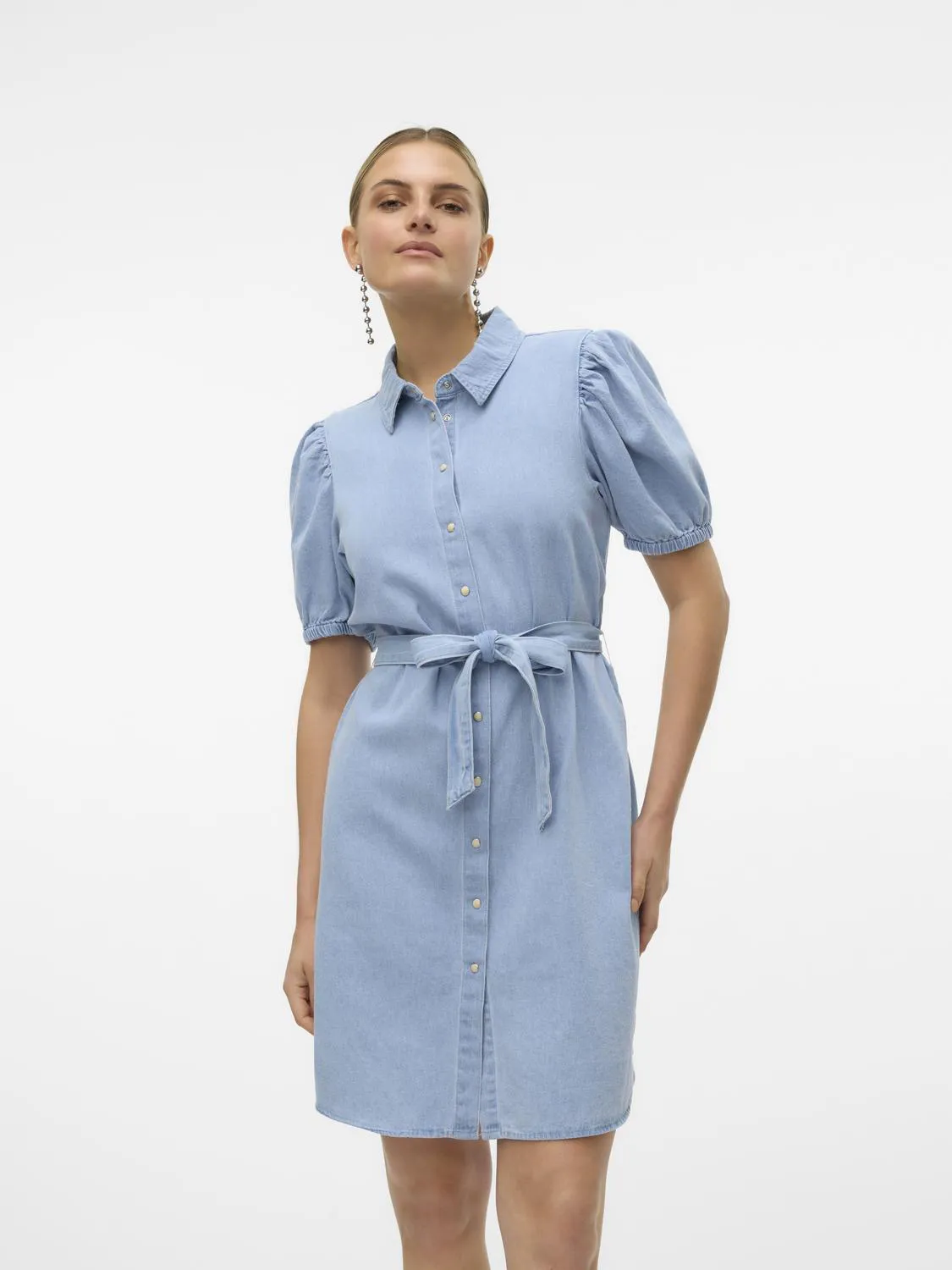 Vero Moda Vestido corto denim de manga corta
