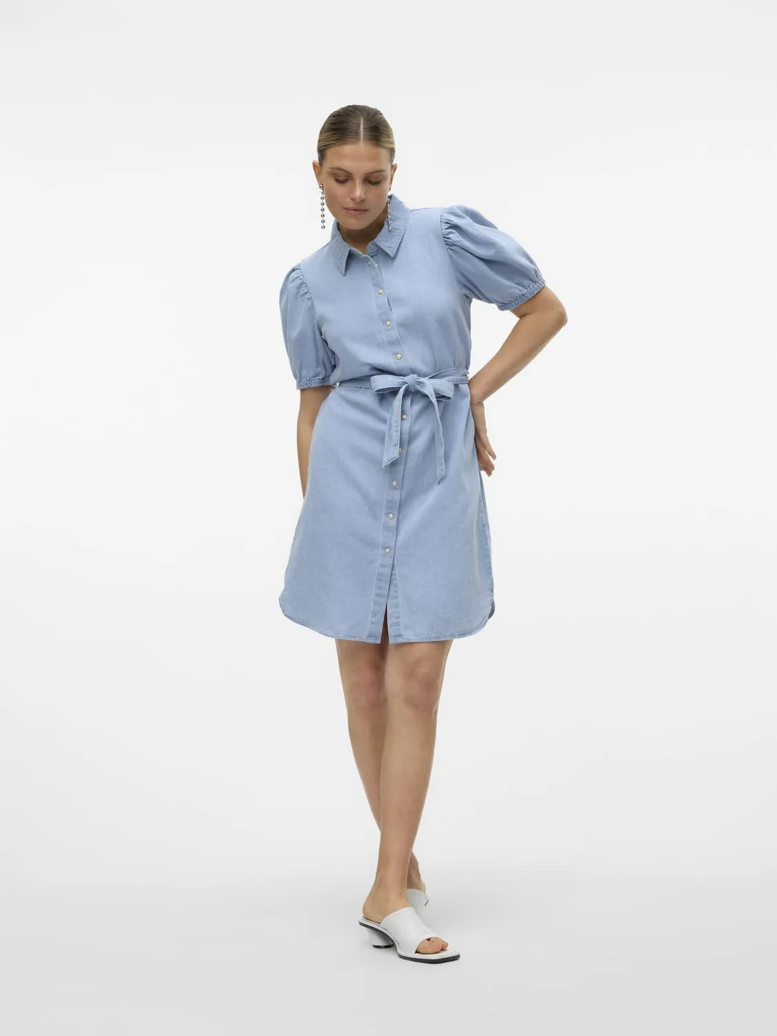 Vero Moda Vestido corto denim de manga corta