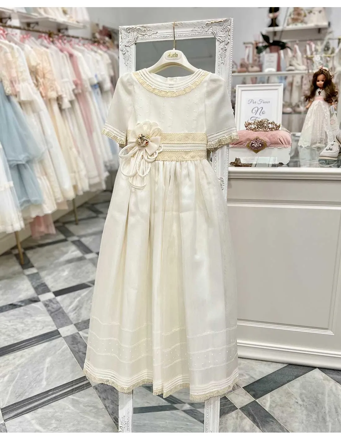 Vestido Comunión Marla Crudo con Camel