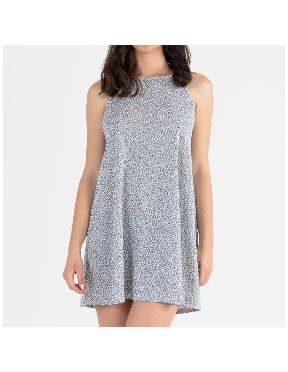Vestido corto tirantes crepe Sina indigo