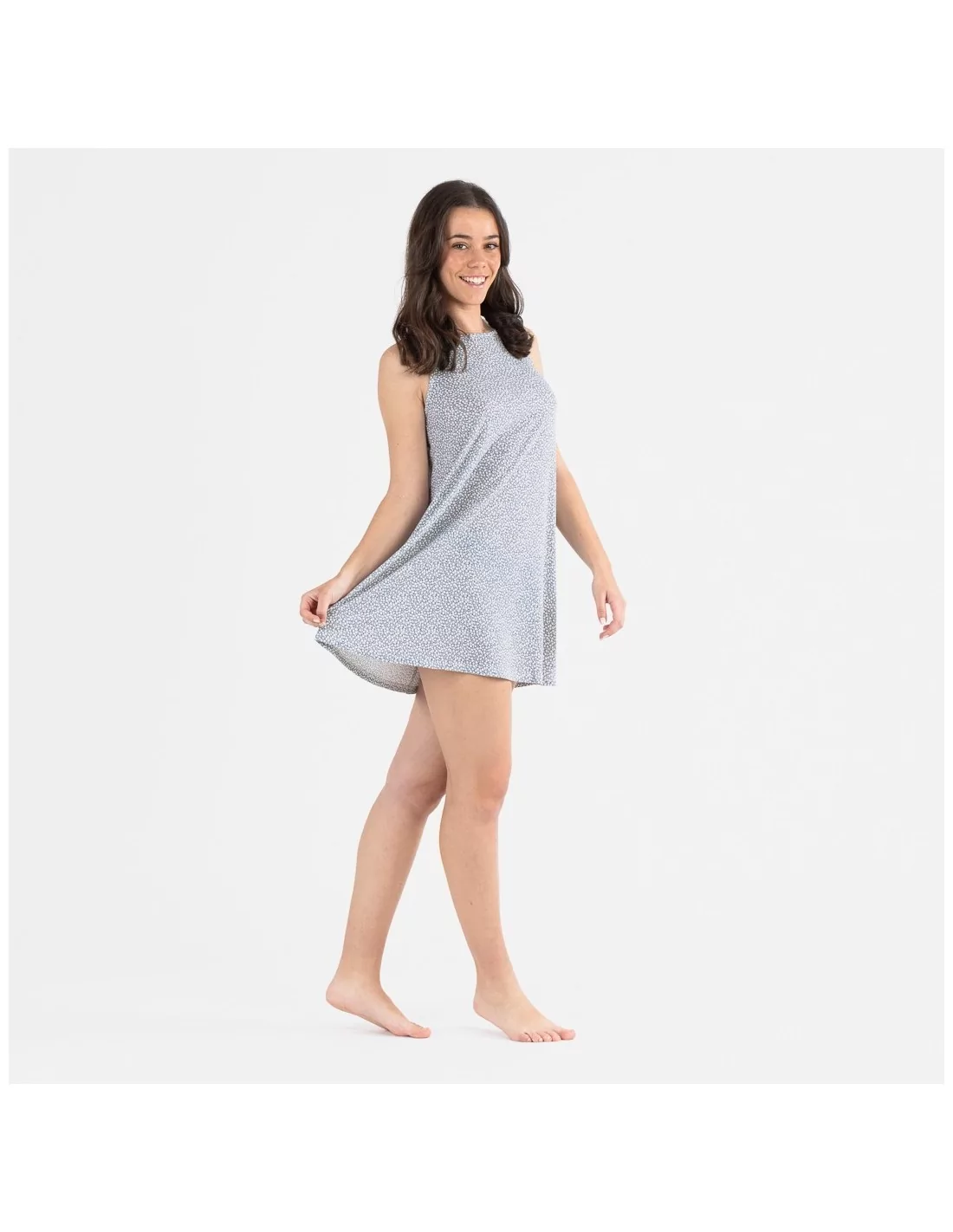 Vestido corto tirantes crepe Sina indigo