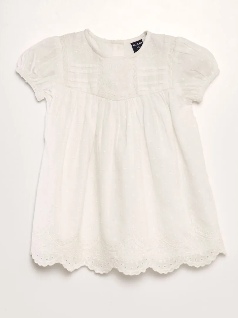 VESTIDO DE GASA DE ALGODóN  BLANCO