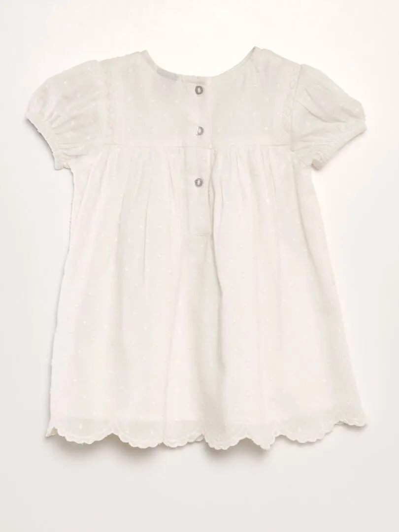 VESTIDO DE GASA DE ALGODóN  BLANCO