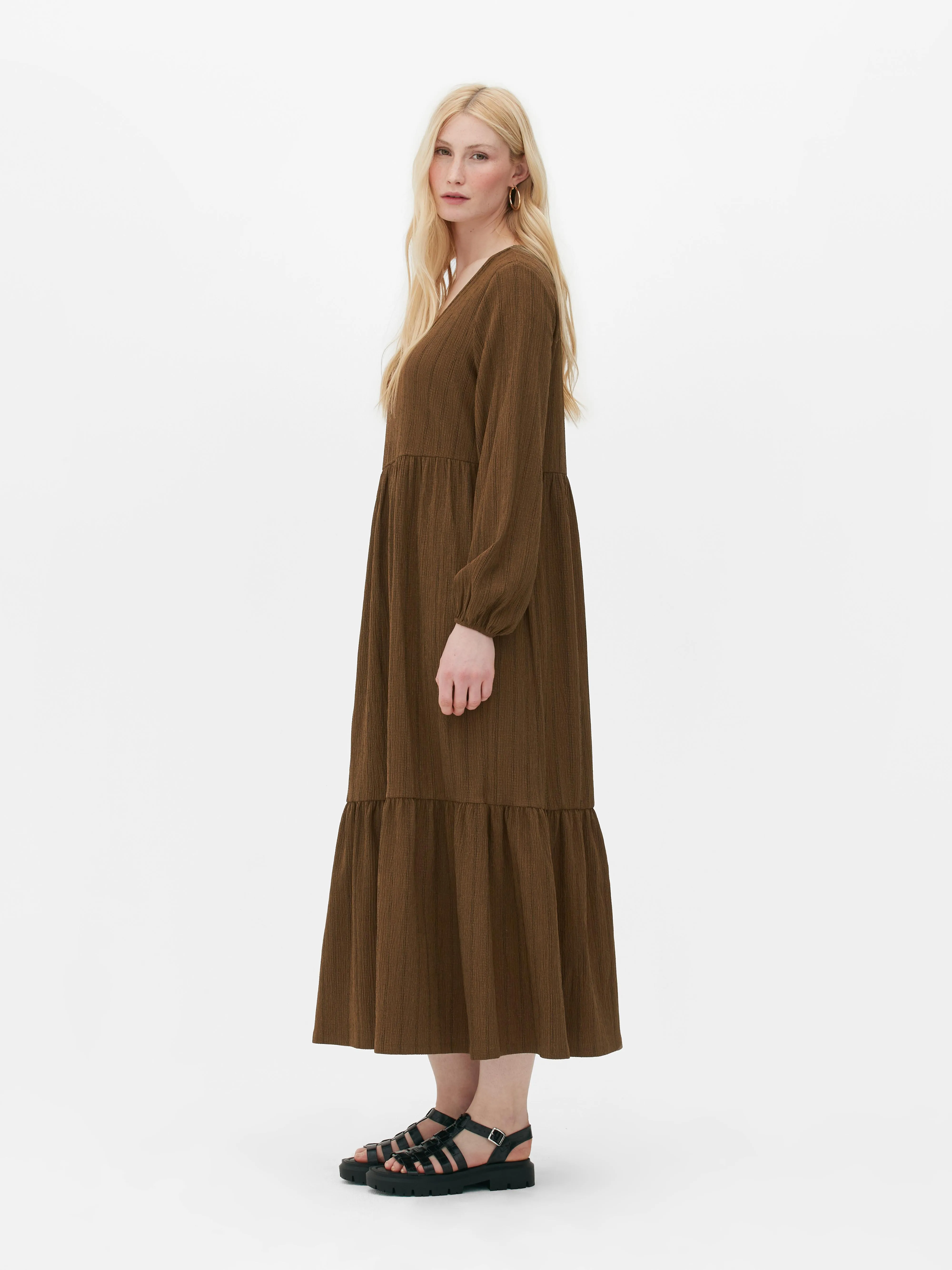 Vestido de manga larga con textura