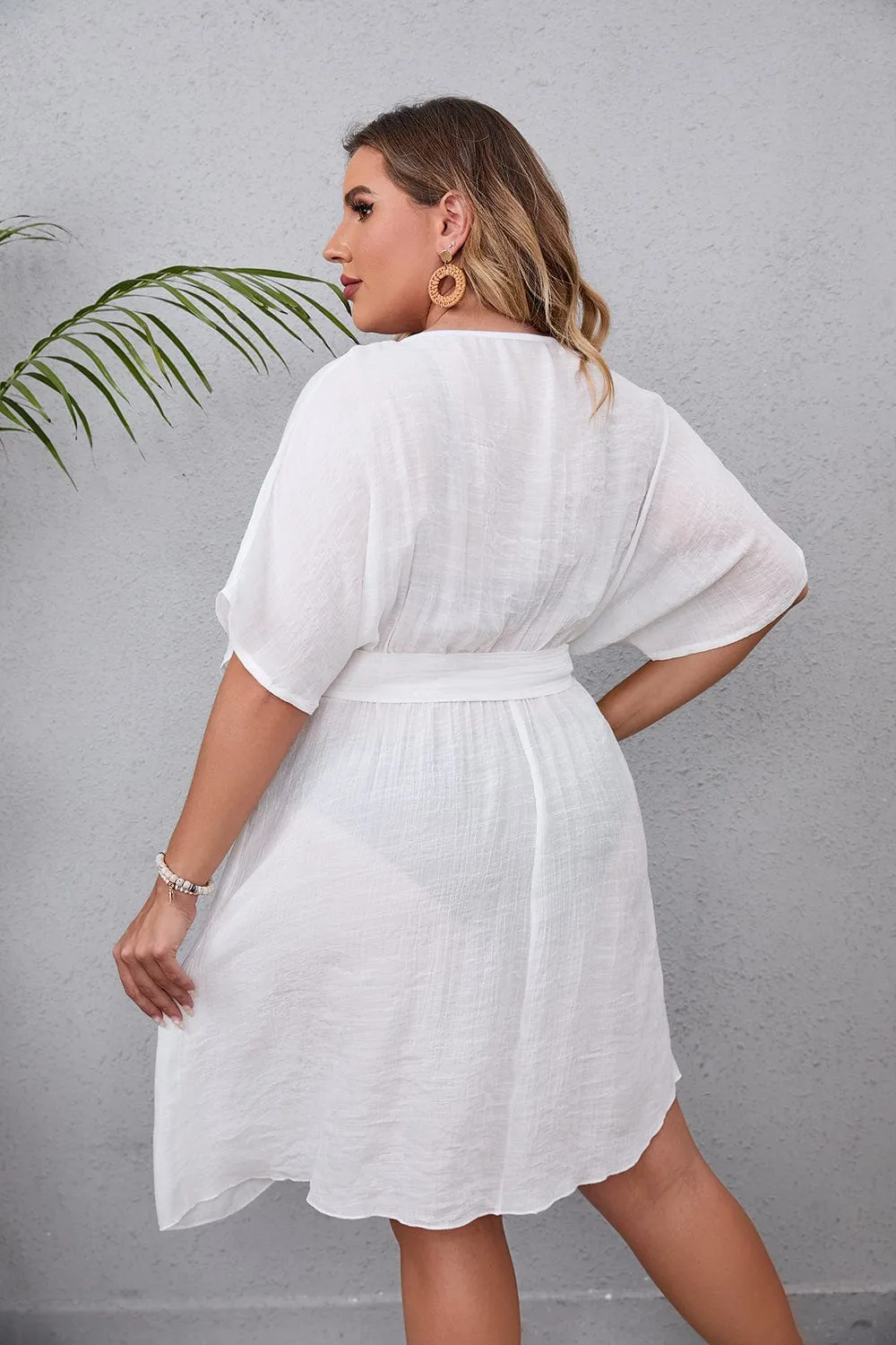 Vestido de playa plus size con escote en V