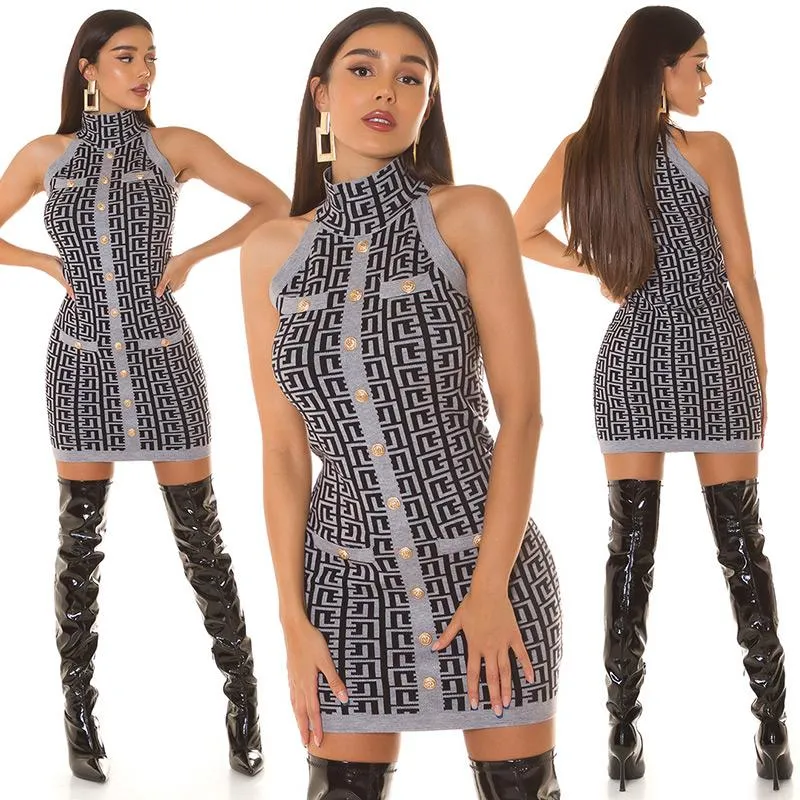 Vestido de punto atractivo de color gris