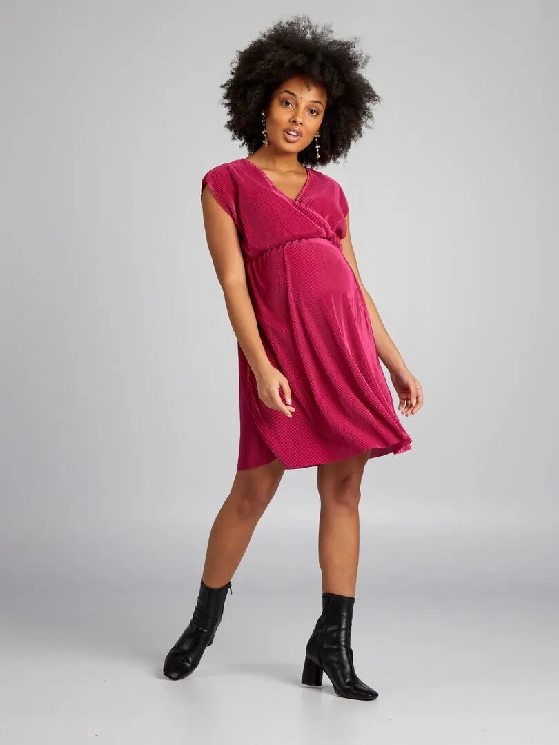VESTIDO DE PUNTO PLISADO  ROSA