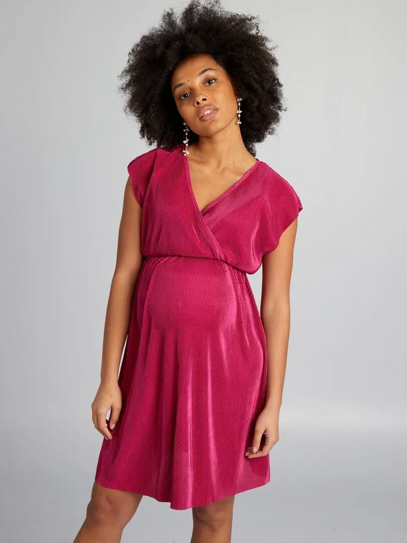 VESTIDO DE PUNTO PLISADO  ROSA