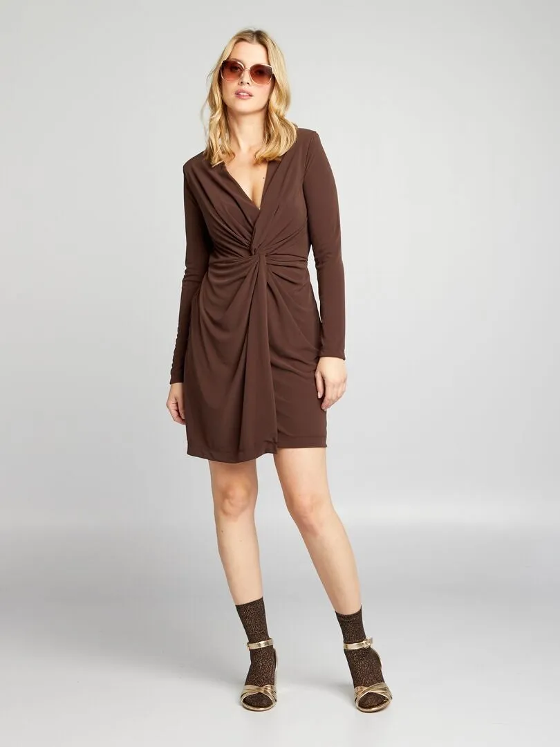 VESTIDO DRAPEADO  MARRON
