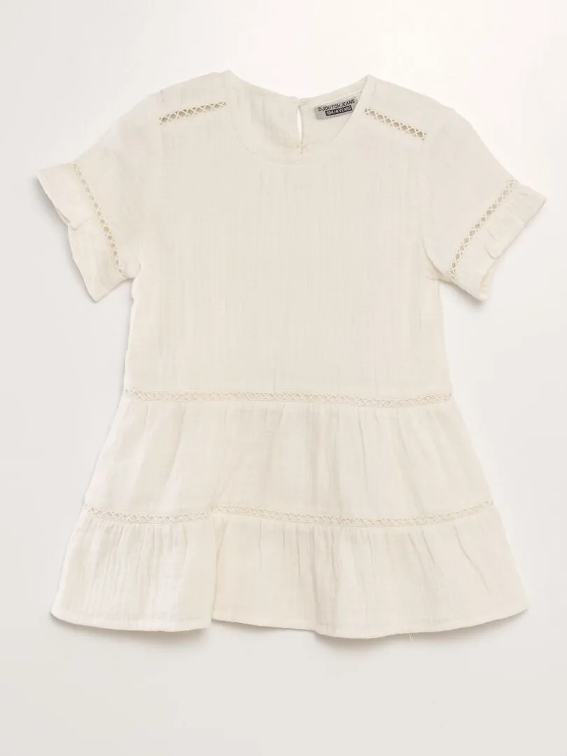 VESTIDO EVASé DE GASA DE ALGODóN  BEIGE